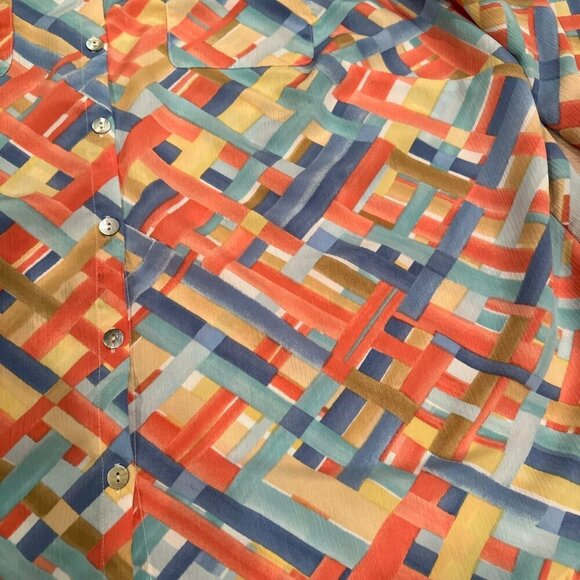 ALFRED DUNNER WOMENS 2X GEOMETRIC SHAPE BLOUSE LONG SLEEVE SHIRT - Picture 3 of 7